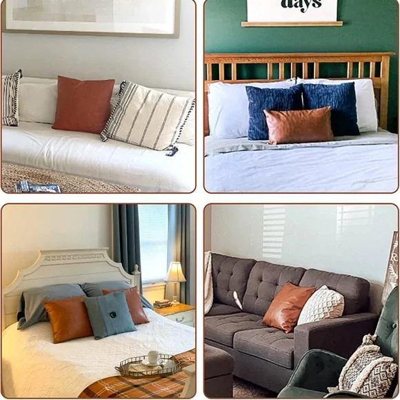 NWOT Faux Leather Throw Pillow cover - Picture 2 of 10